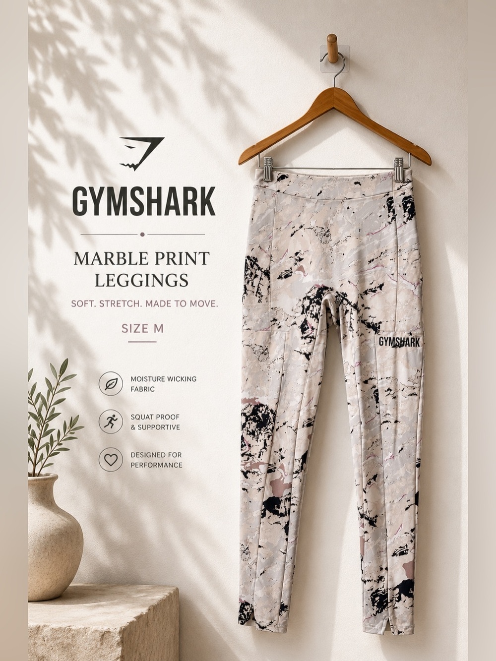 Gymshark Marble Print Performance Leggings Size M